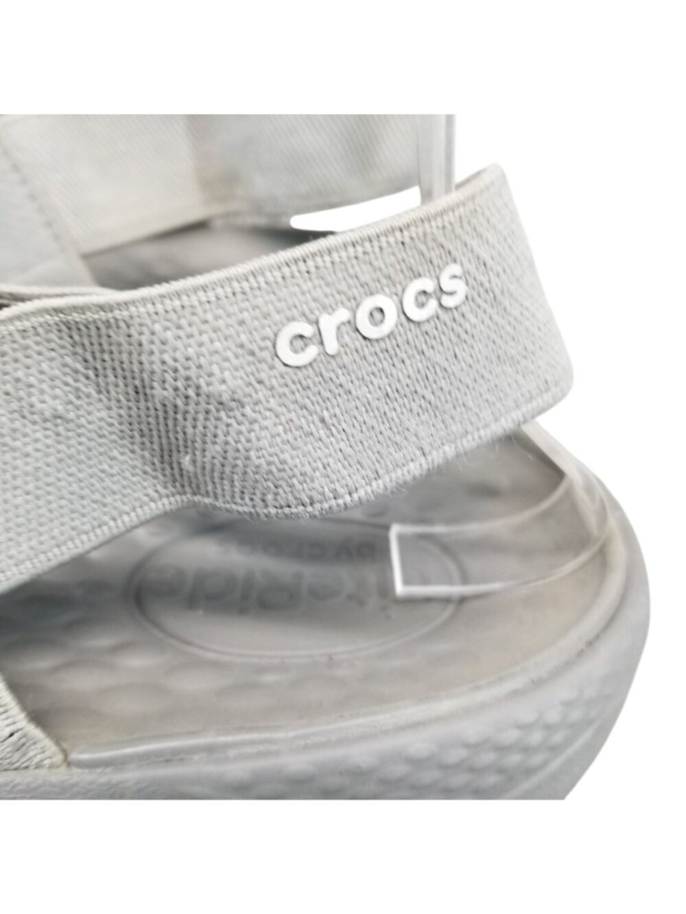 Crocs Shoes Women Size 10 Gray Strappy Ankle Strap Sandals *Read* - Picture 2 of 12
